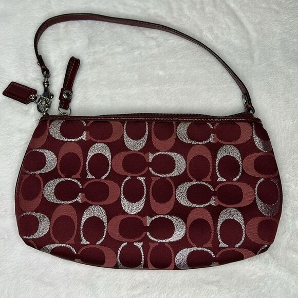 Coach Diaper Bag Maroon Burgundy Silver F20425 with Matching Small Bag - Picture 15 of 16